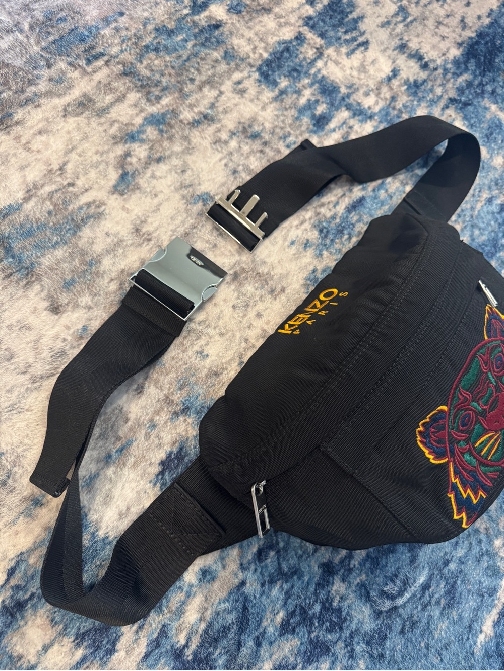 Kenzo Black Belt Bag with Multicolor Tiger Embroidery - Picture 3 of 5